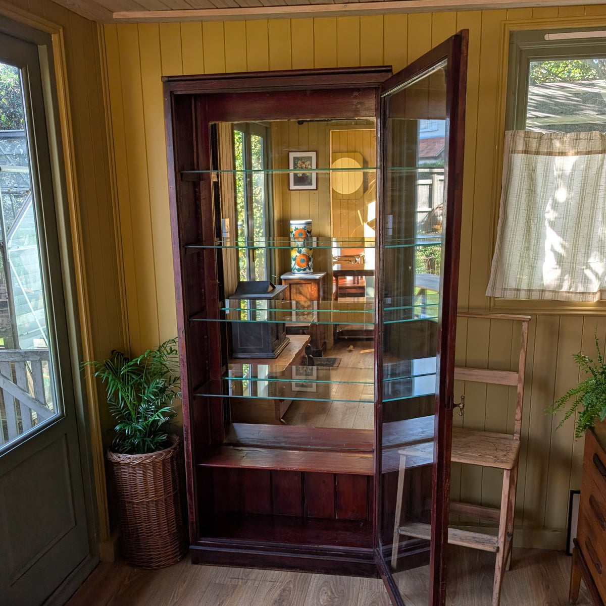 Tall Victorian Glazed Shop Display Cabinet