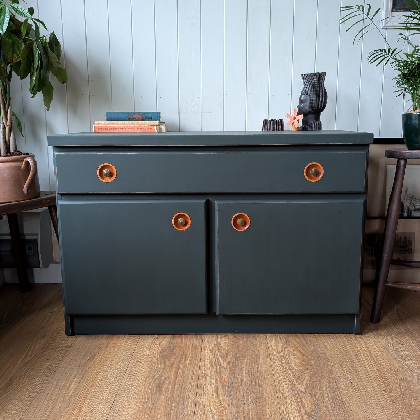 Low Painted Mid Century Cupboard
