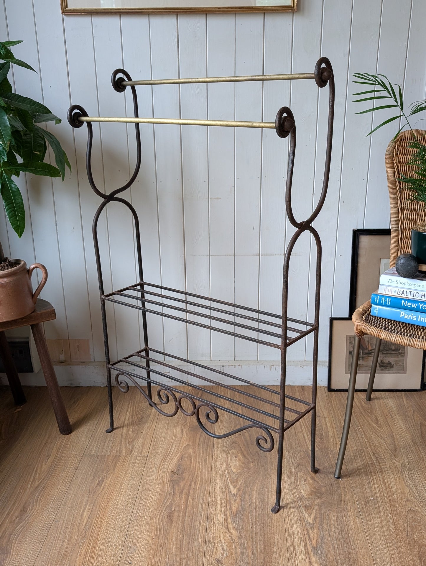 Antique Towel Rail with Shelves