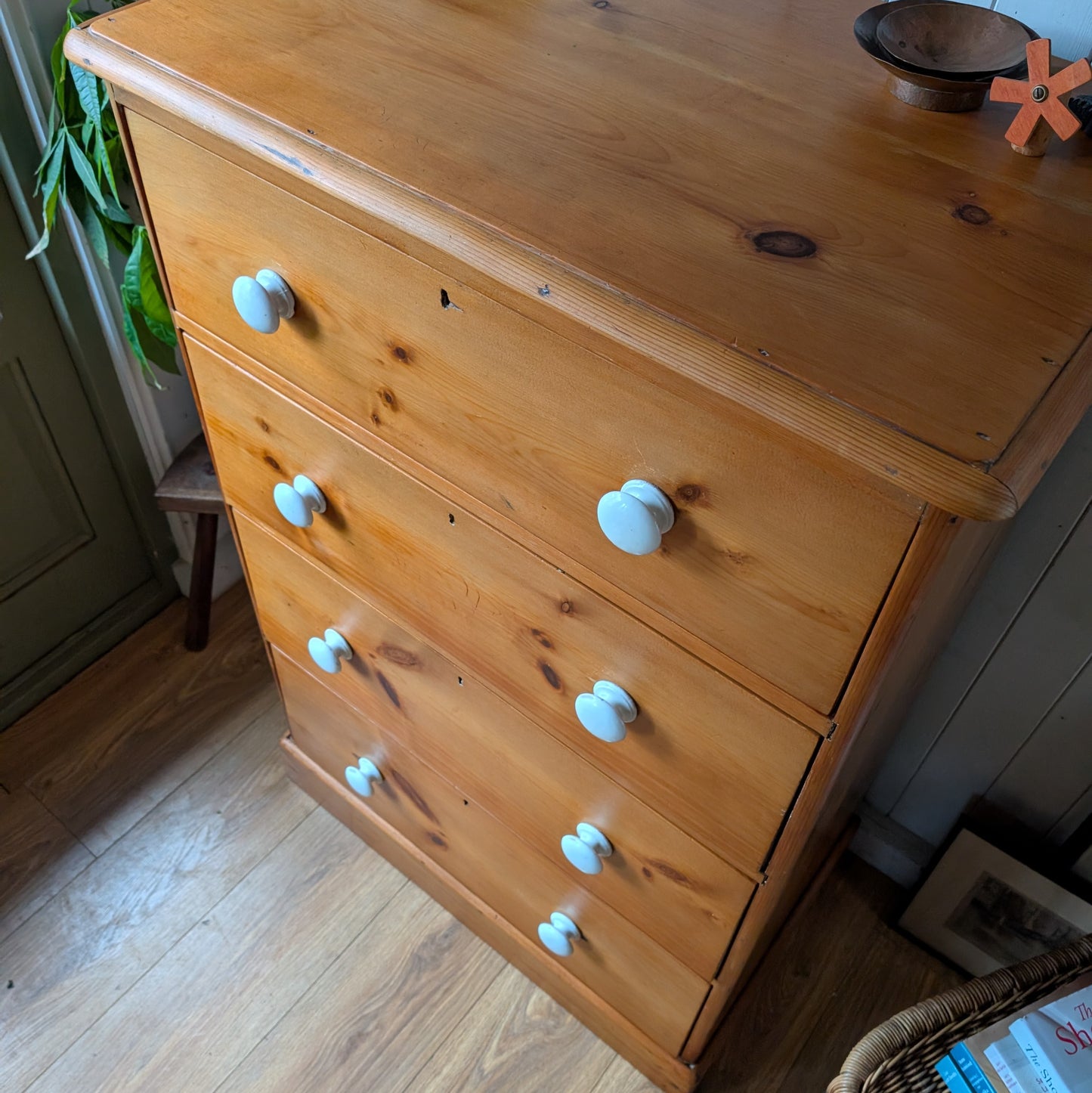 Tall Victorian Pine Chest of Drawers