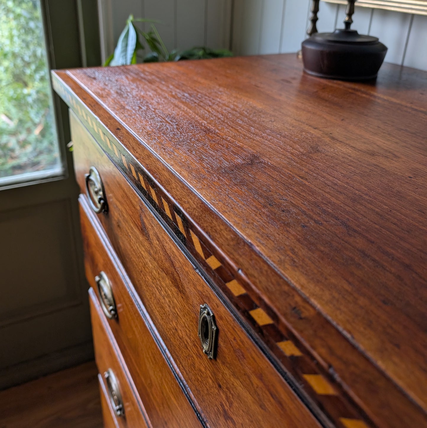 Antique Inlaid Walnut Chest of Drawers