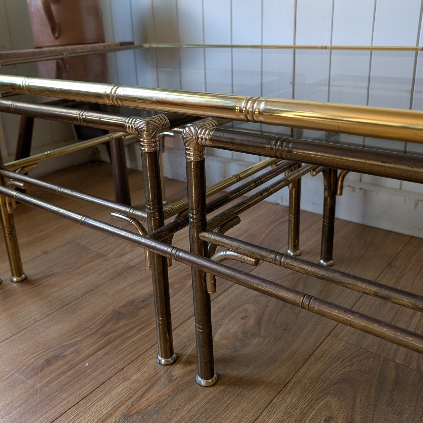 Italian Faux Bamboo Brass Coffee Table