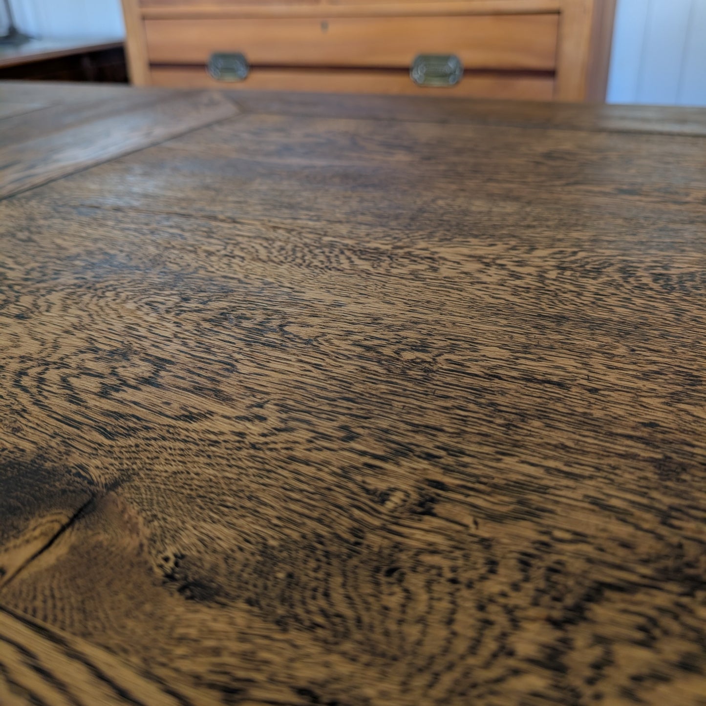 Large Antique Oak Draw Leaf Table