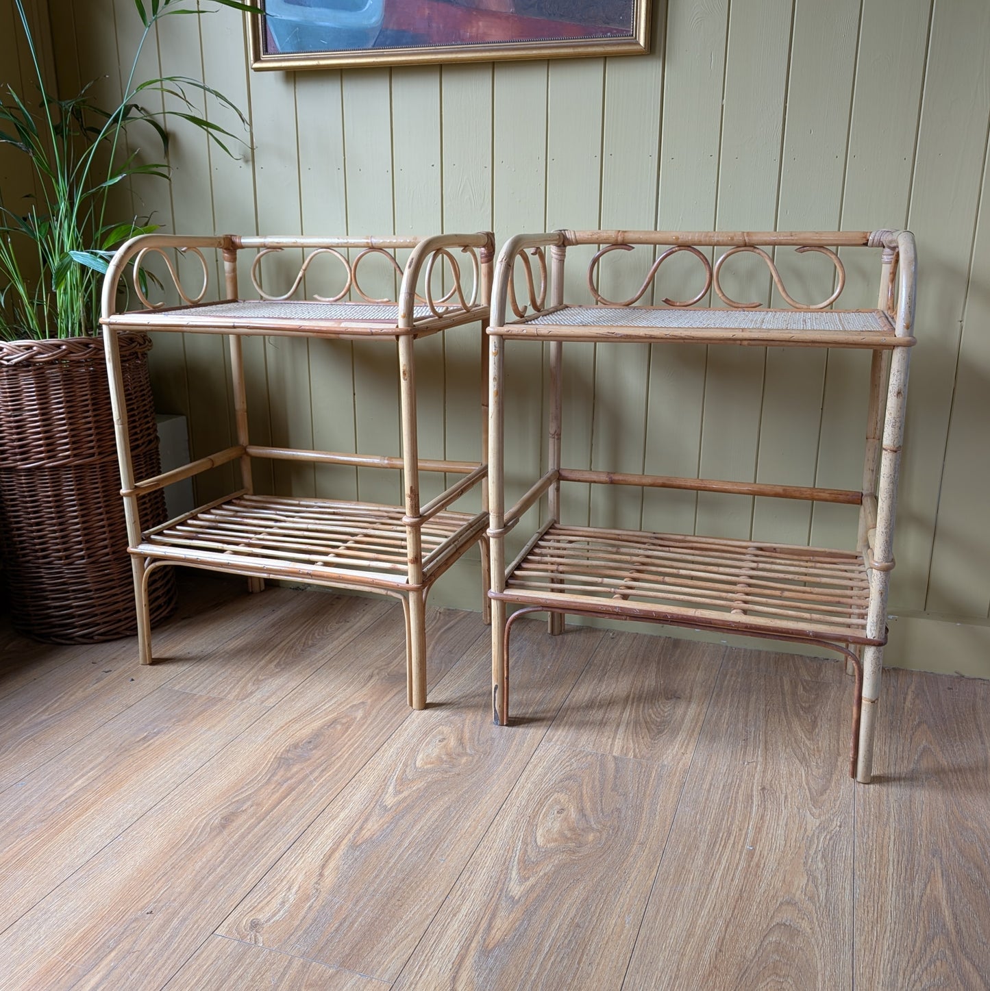 Pair of Mid Century Bamboo Side Tables