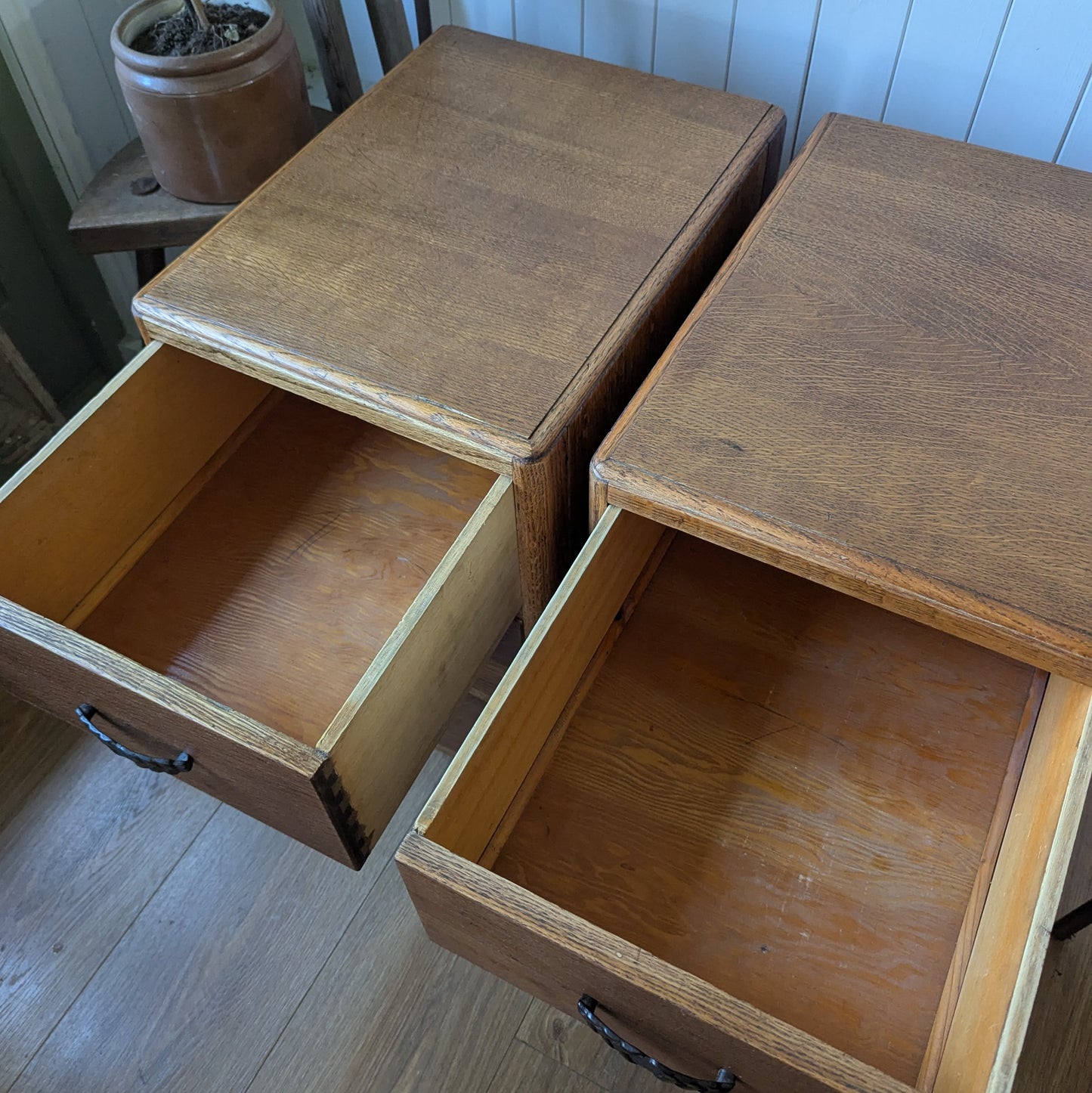 Pair of Vintage Oak Bedside Tables