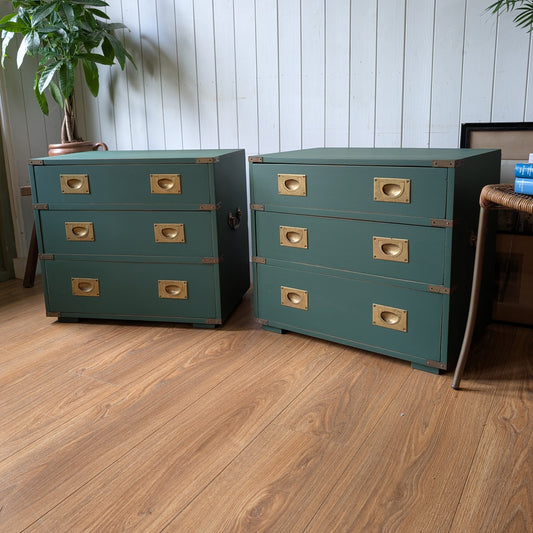 Pair of Mid Century Campaign Style Drawers [ref:7378]