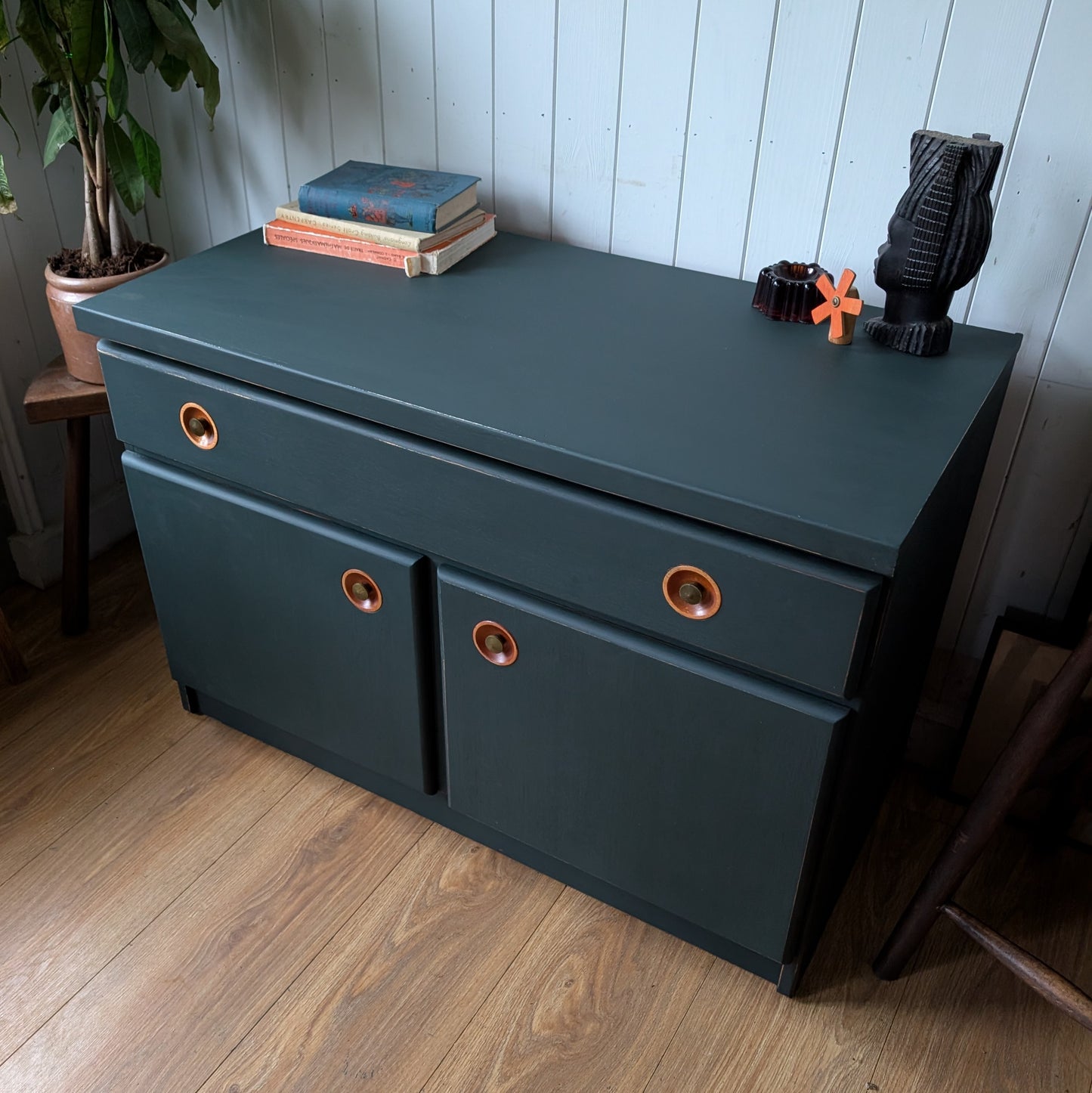 Low Painted Mid Century Cupboard