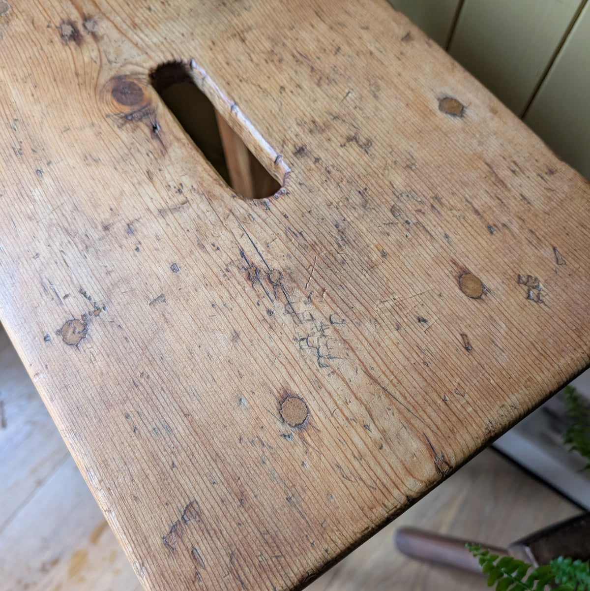 Antique Rustic Pine Stool