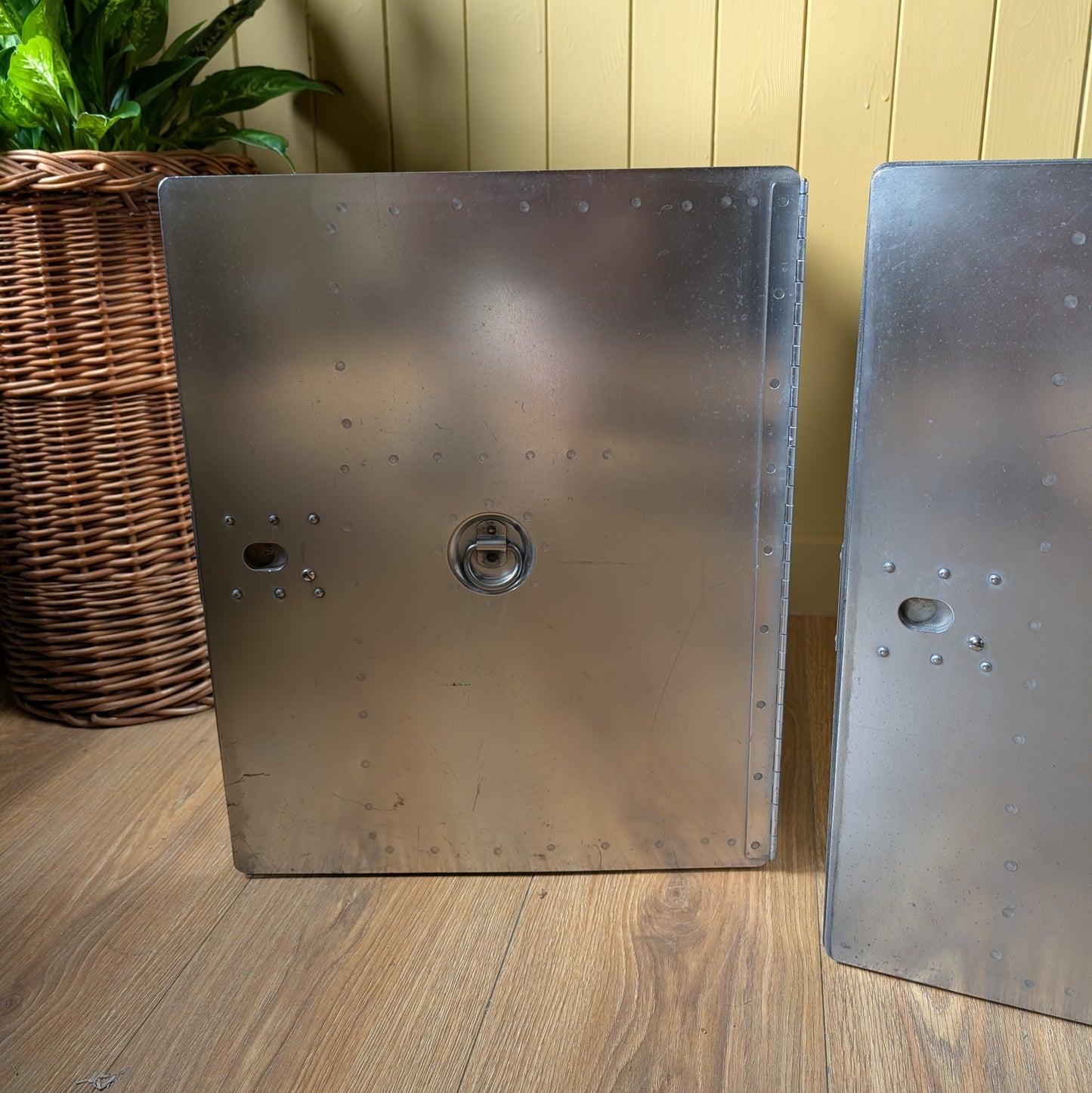 Pair of Vintage Industrial Aluminium Flight Cases