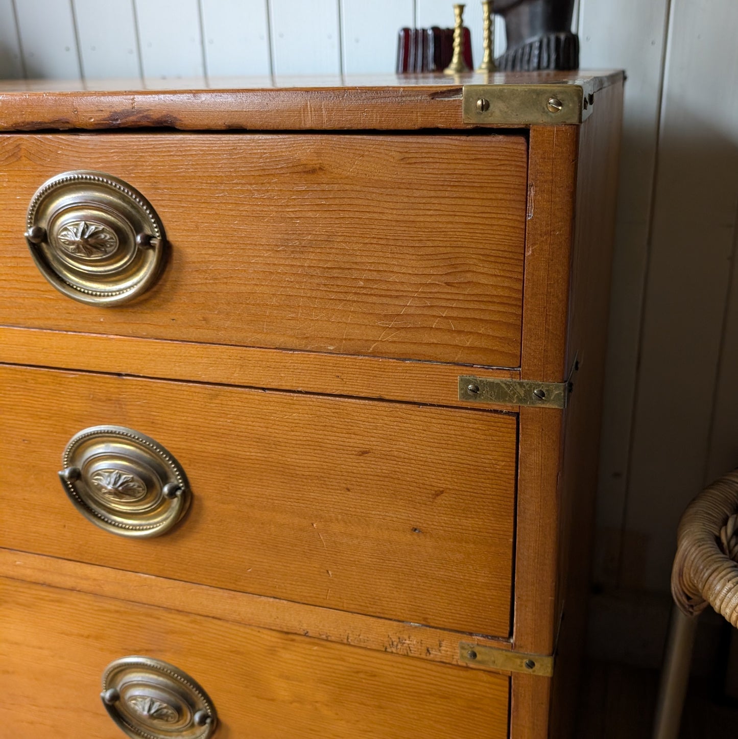 Antique Campaign Chest Of Drawers