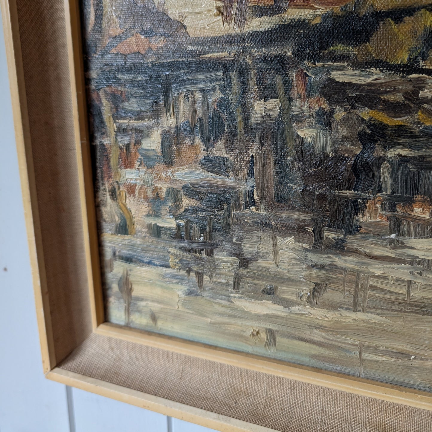 1970s Oil Painting "The First Snow"