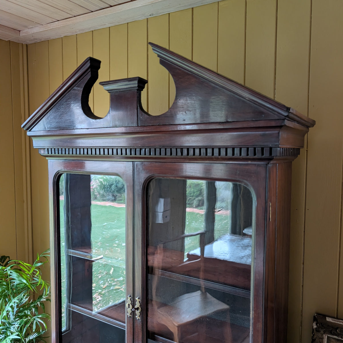 Antique Tabletop Glass Display Cabinet with 12 Miniature Drawers