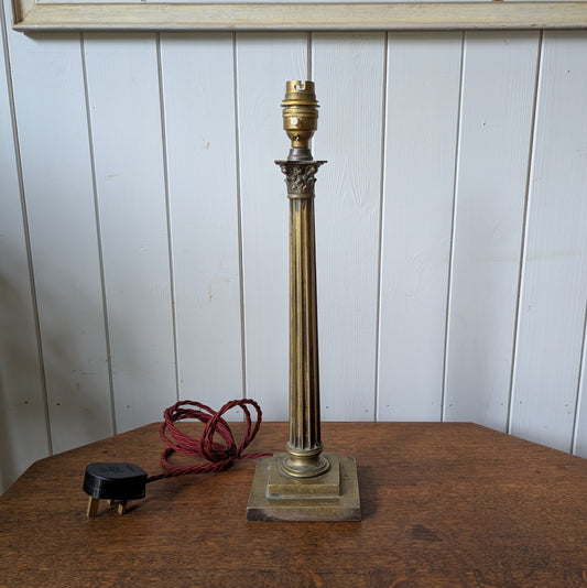 Antique Brass Corinthian Column Table Lamp