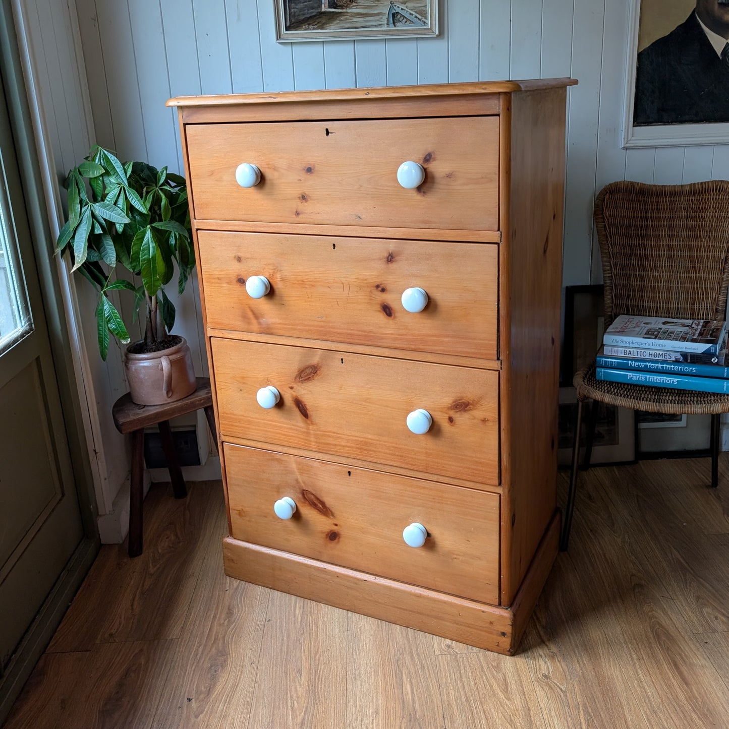 Tall Victorian Pine Chest of Drawers