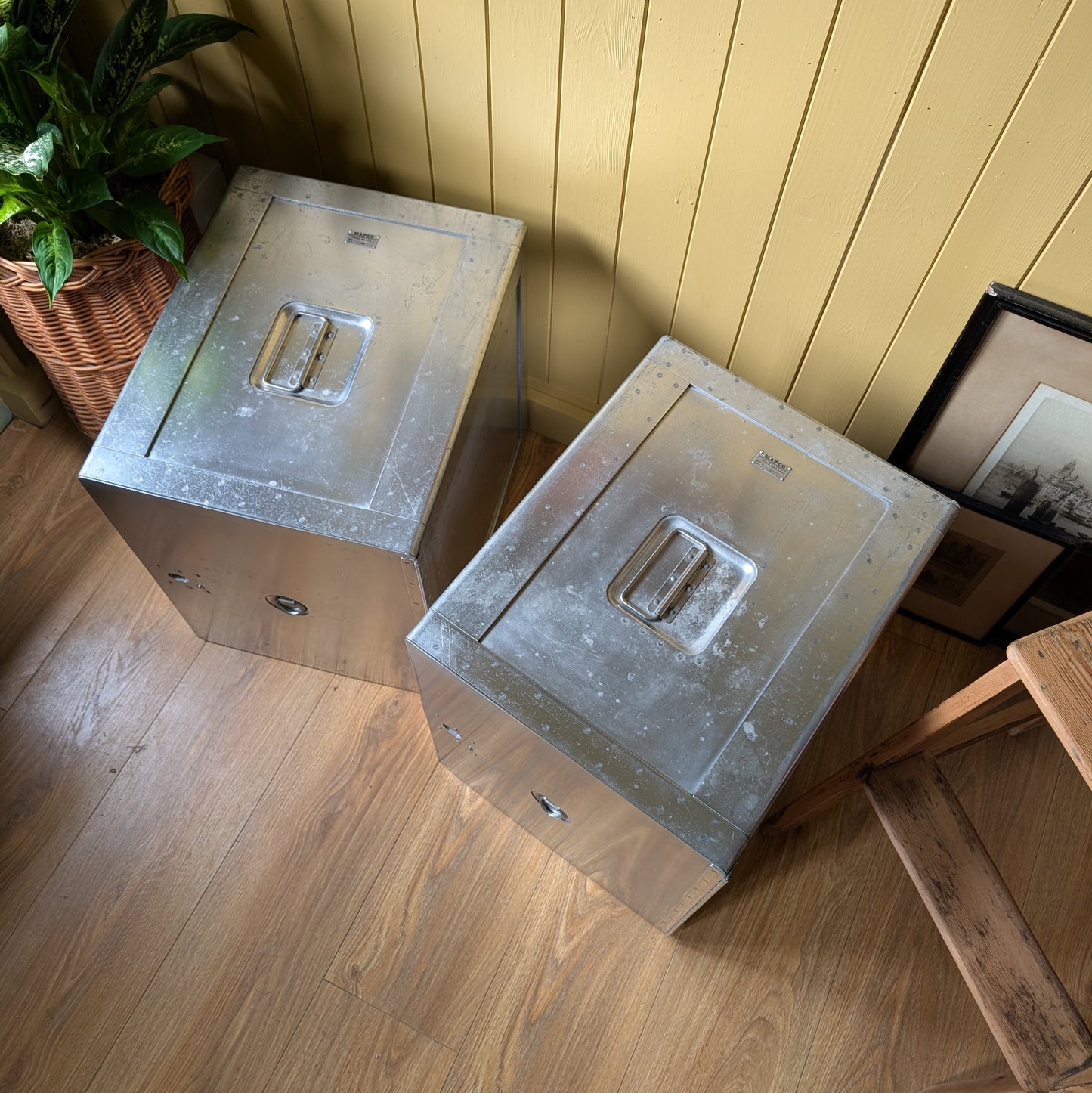 Pair of Vintage Industrial Aluminium Flight Cases