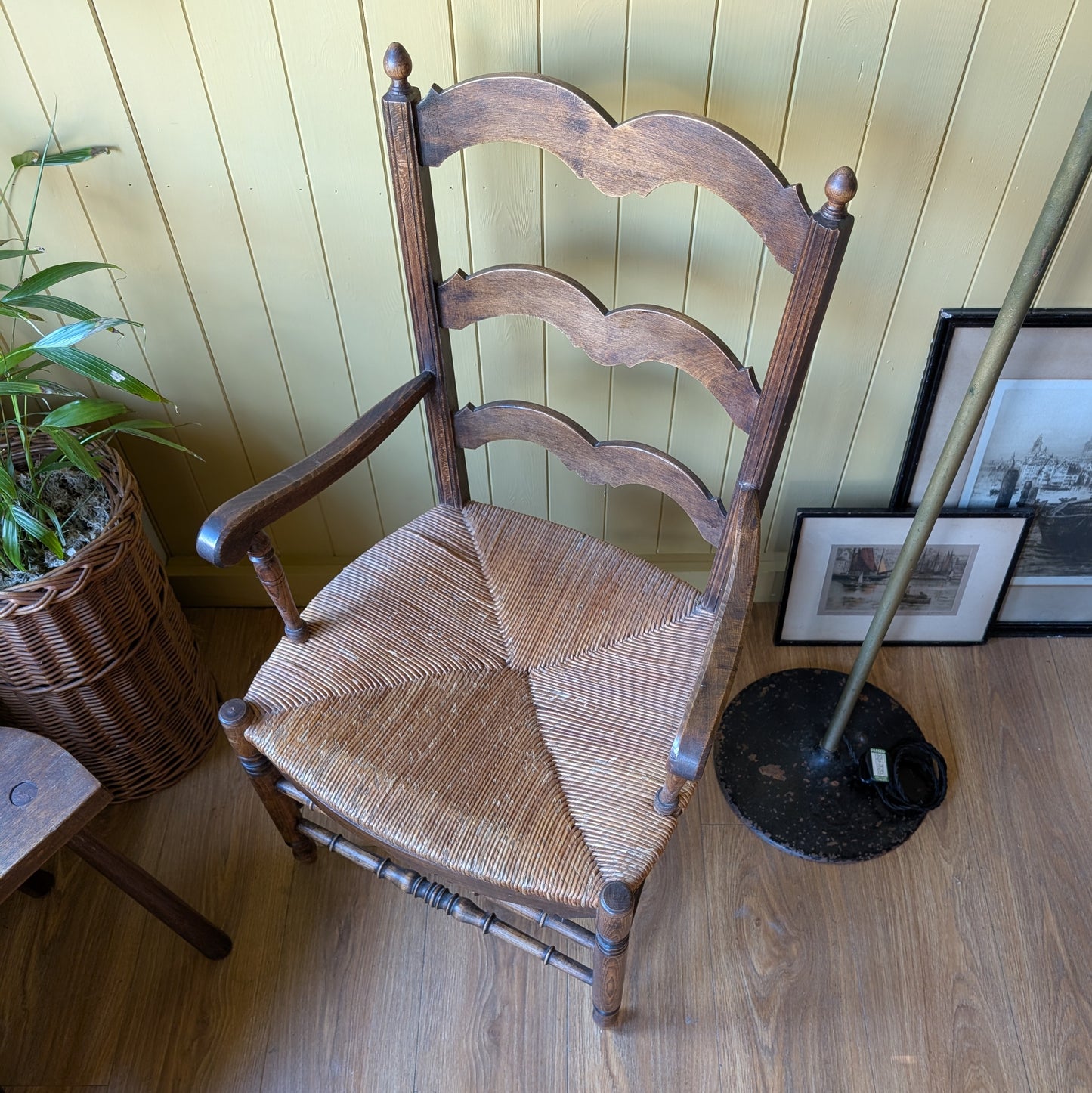 Antique French County Ladder-Back Armchair