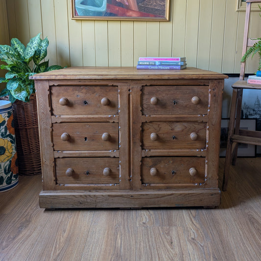 Large Low Antique Bank of Drawers