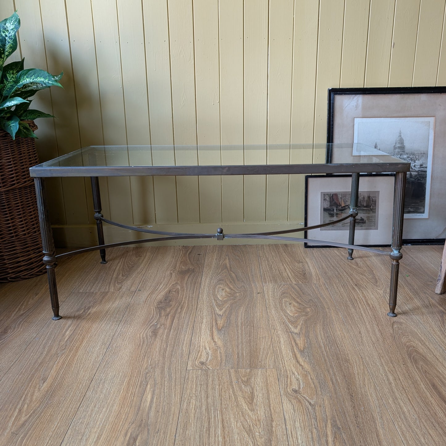 Mid-Century Style Solid Brass and Glass Coffee Table