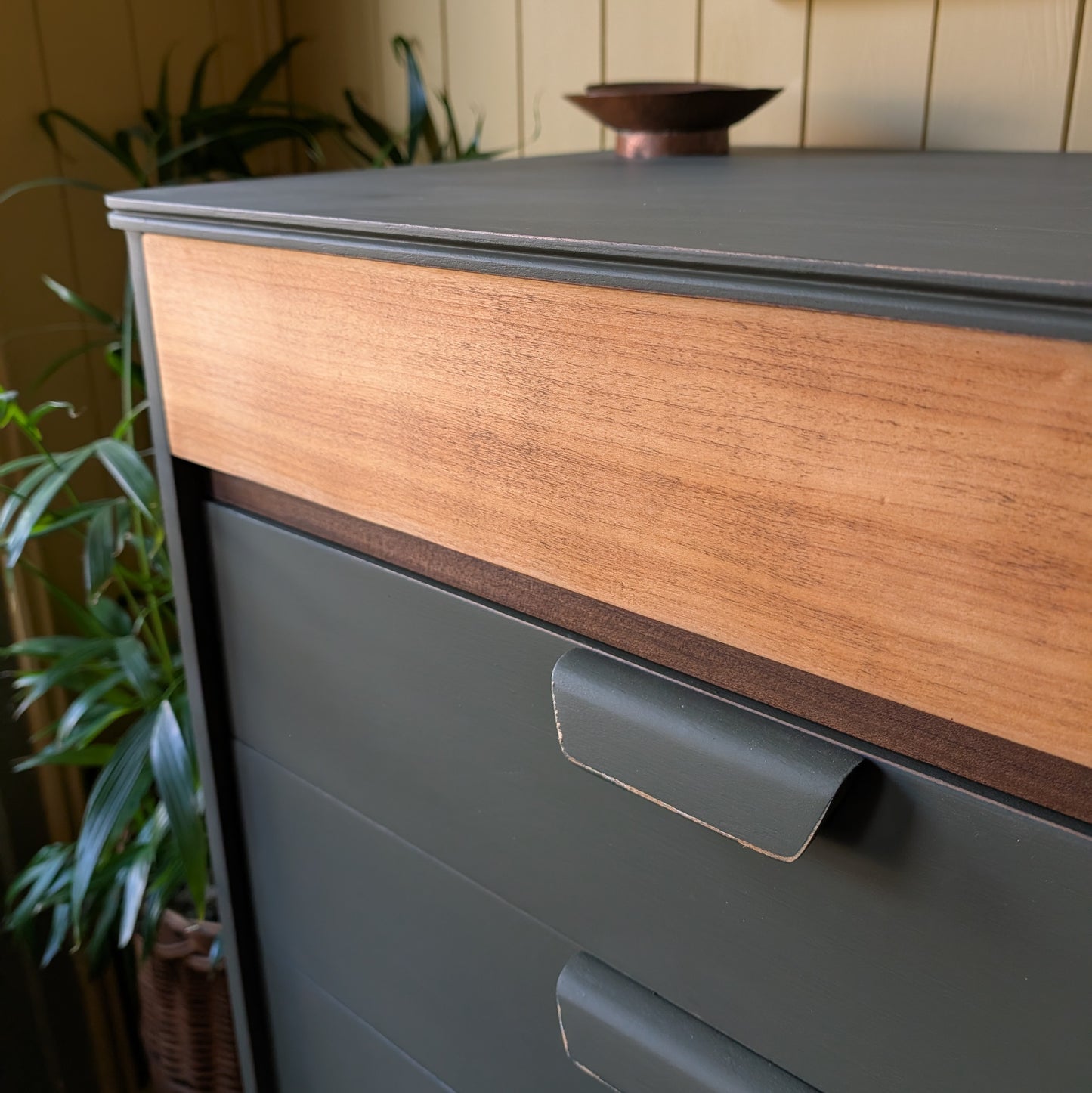 Tall Painted Mid Century Chest of Drawers