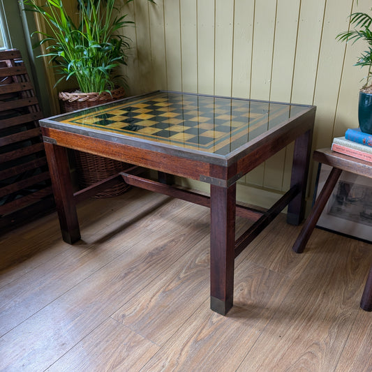 Mid Century Campaign Style Coffee Table/Chess Table