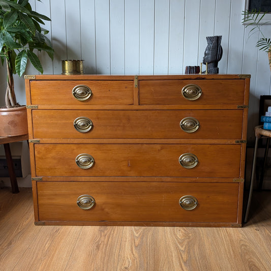 Antique Campaign Chest Of Drawers