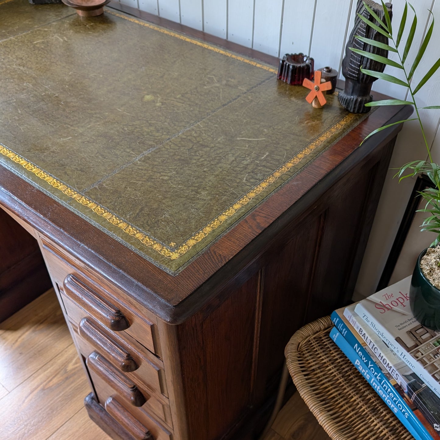 Antique Oak Twin Pedestal Desk