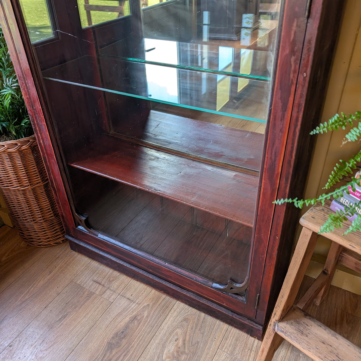 Tall Victorian Glazed Shop Display Cabinet