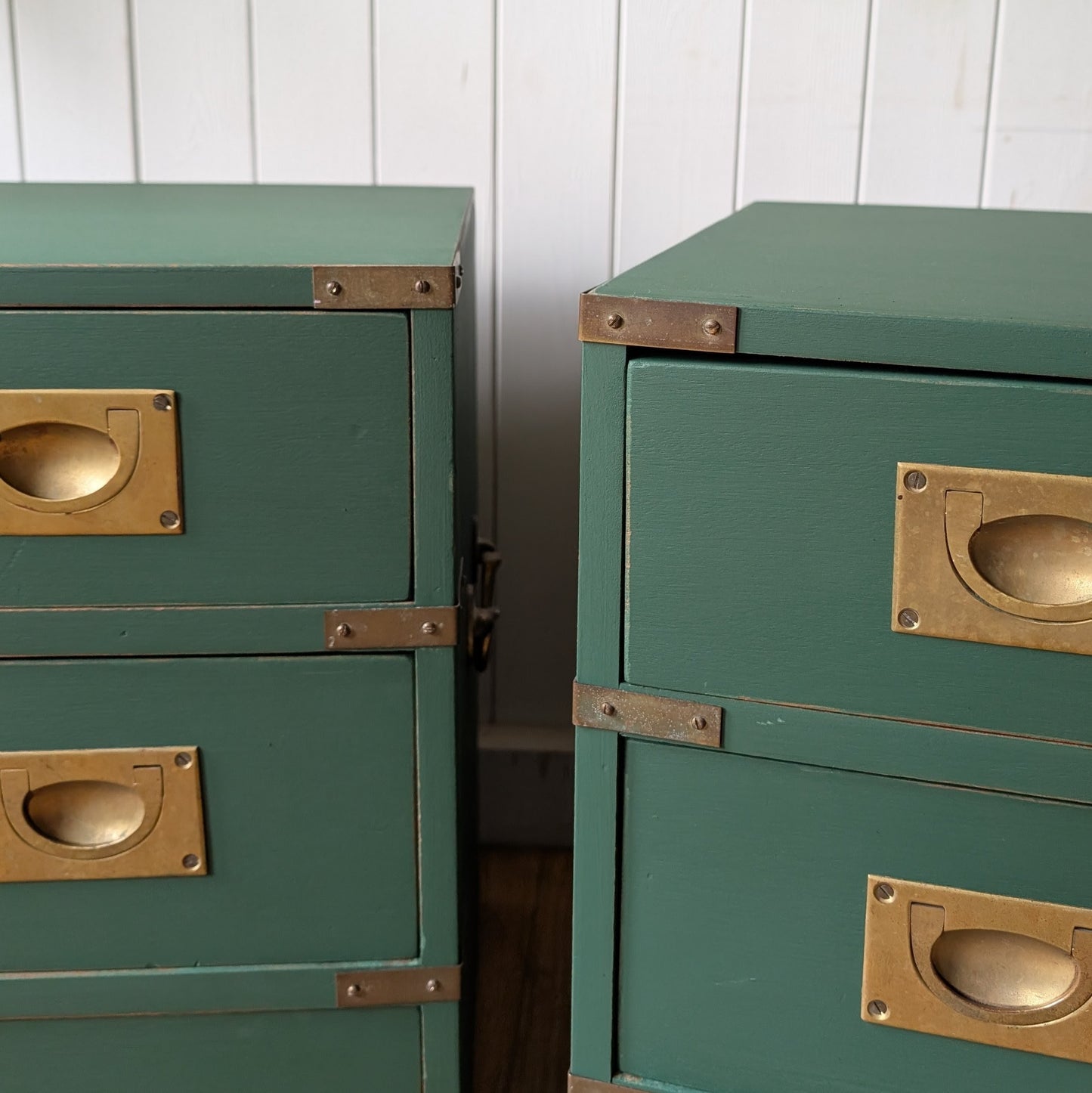 Pair of Mid Century Campaign Style Drawers [ref:7378]