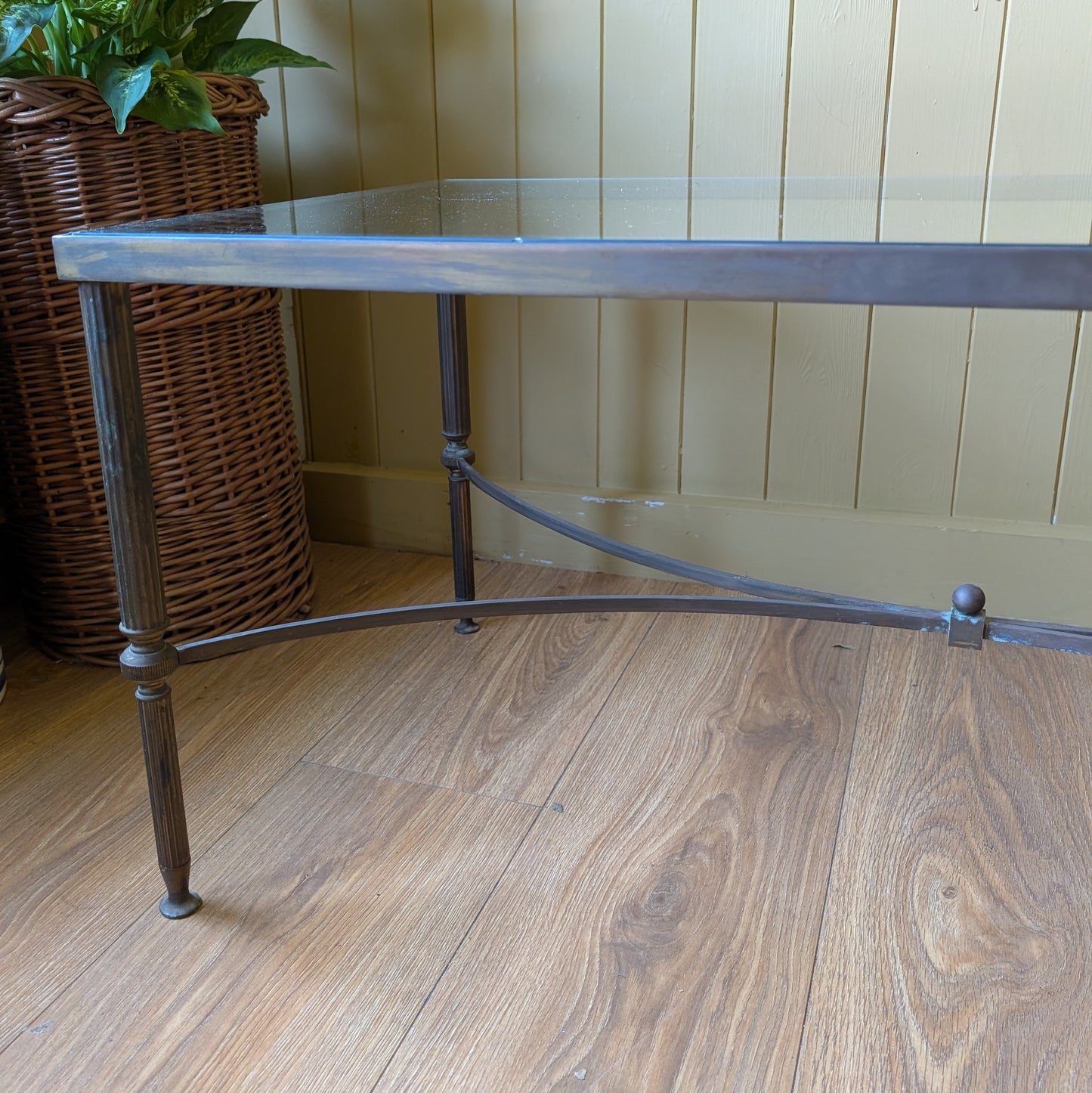 Mid-Century Style Solid Brass and Glass Coffee Table