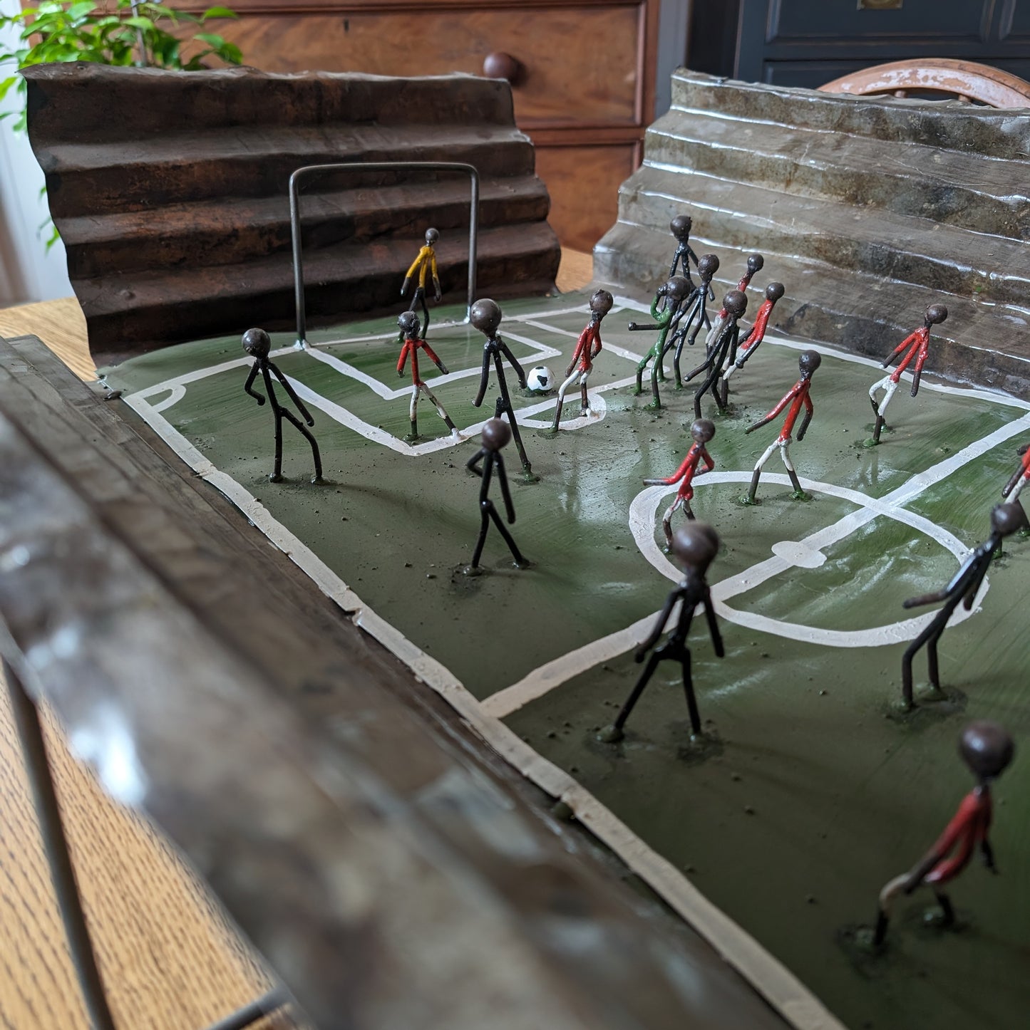 Rustic Metal Football Stadium Art