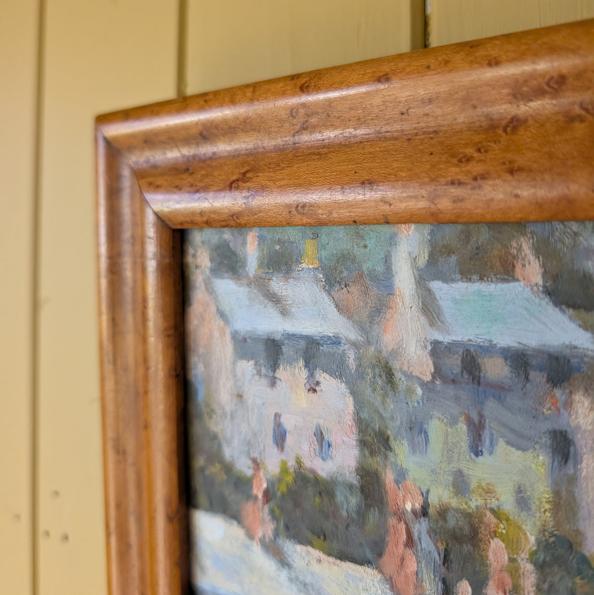 Small Mid Century Oil on Board "Boats at Low Tide"