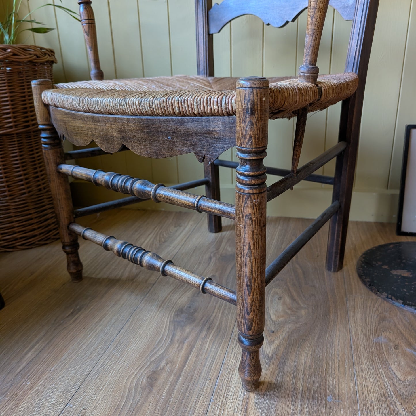 Antique French County Ladder-Back Armchair