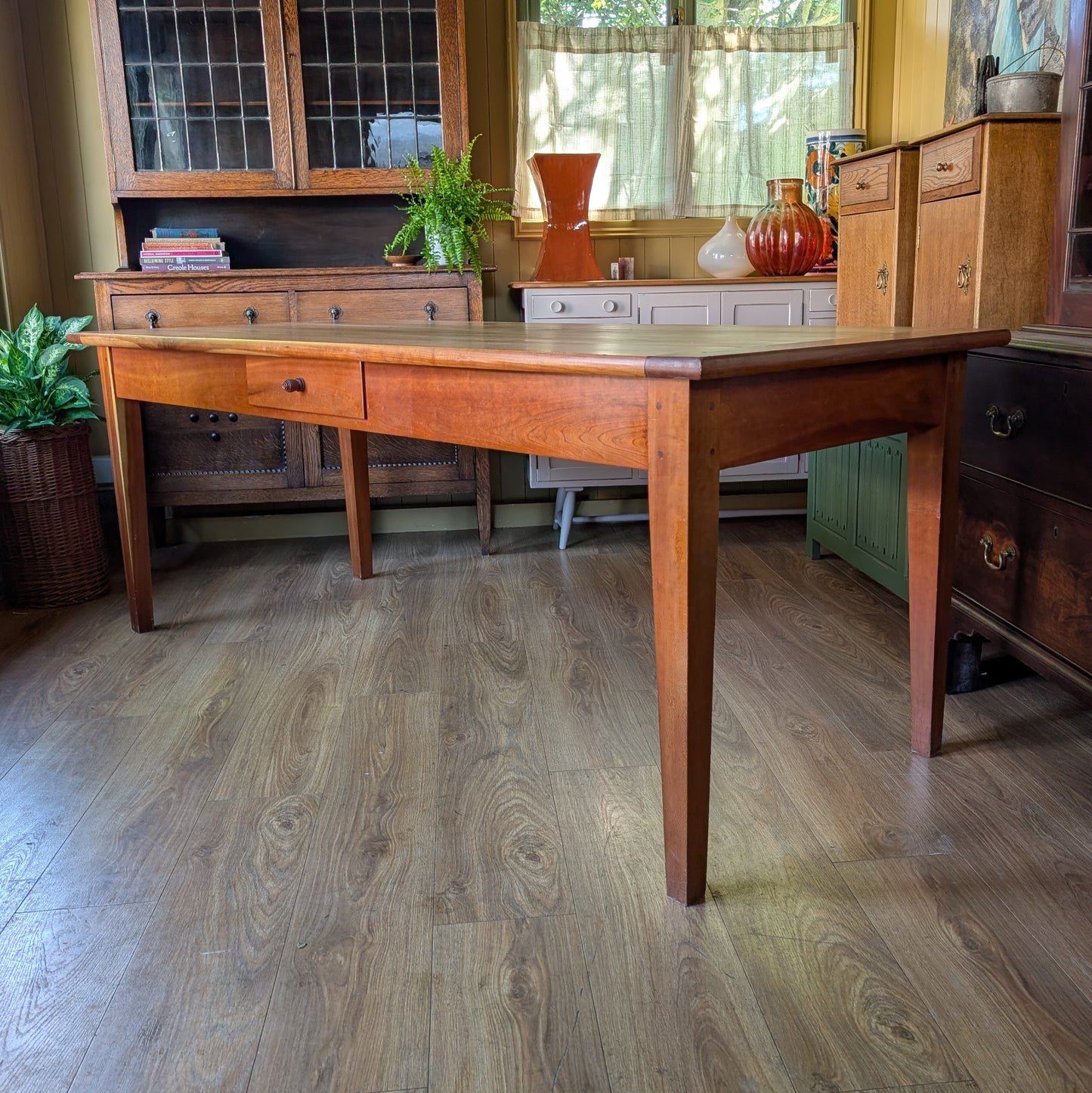 Vintage French Fruitwood Farmhouse Dining Table
