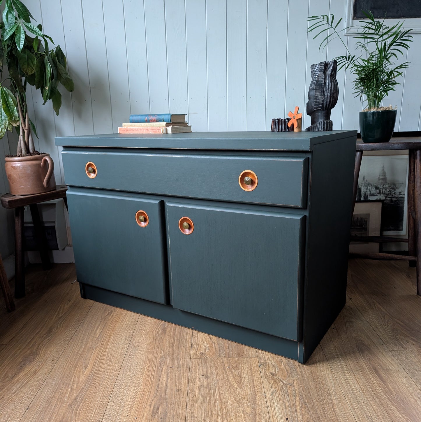 Low Painted Mid Century Cupboard