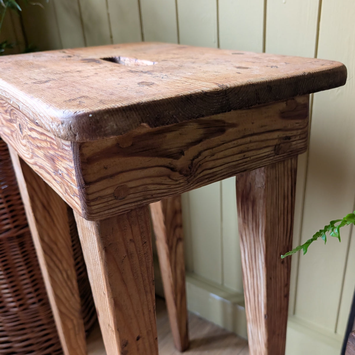Antique Rustic Pine Stool
