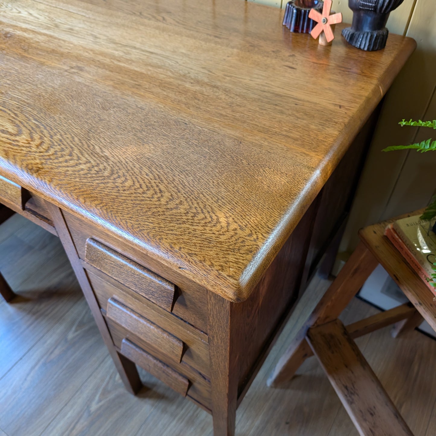 Antique Oak Twin Pedestal Desk