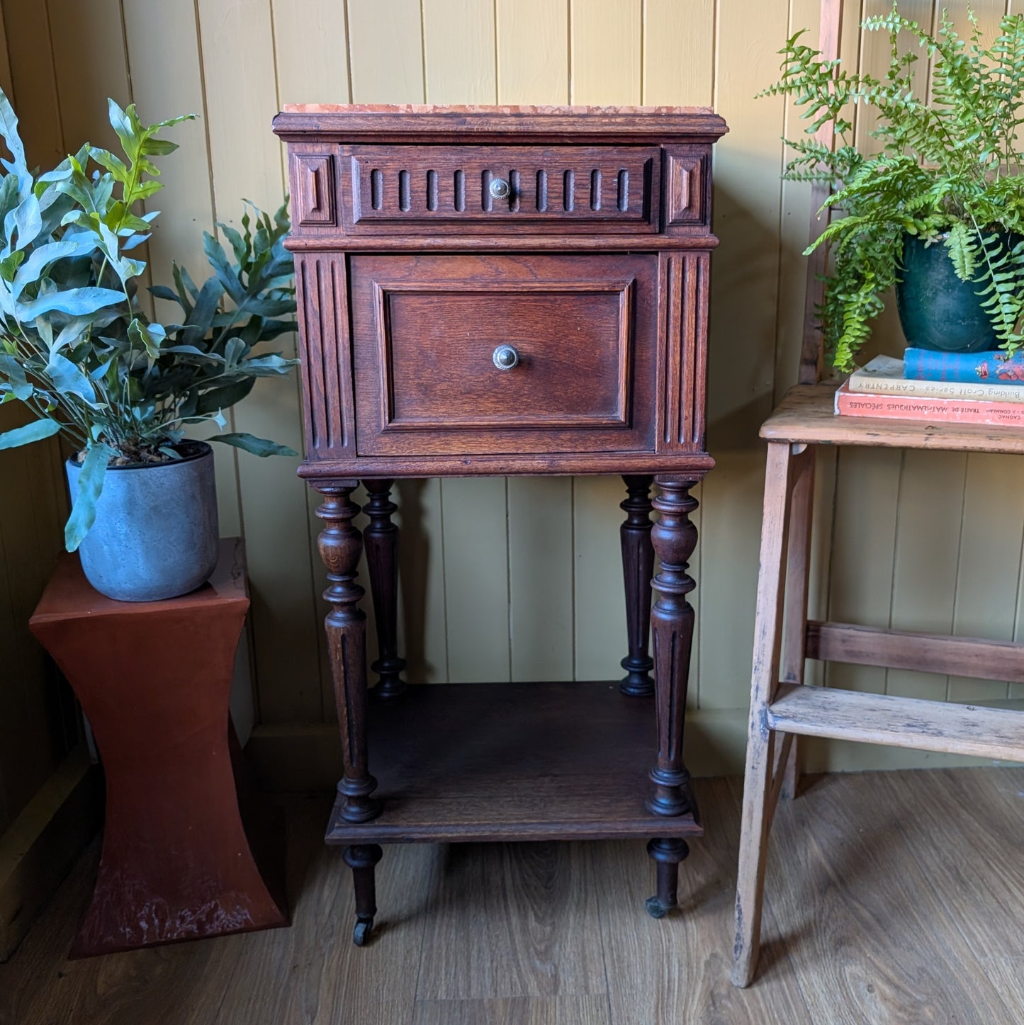 Antique French Marble Top Pot Cupboard