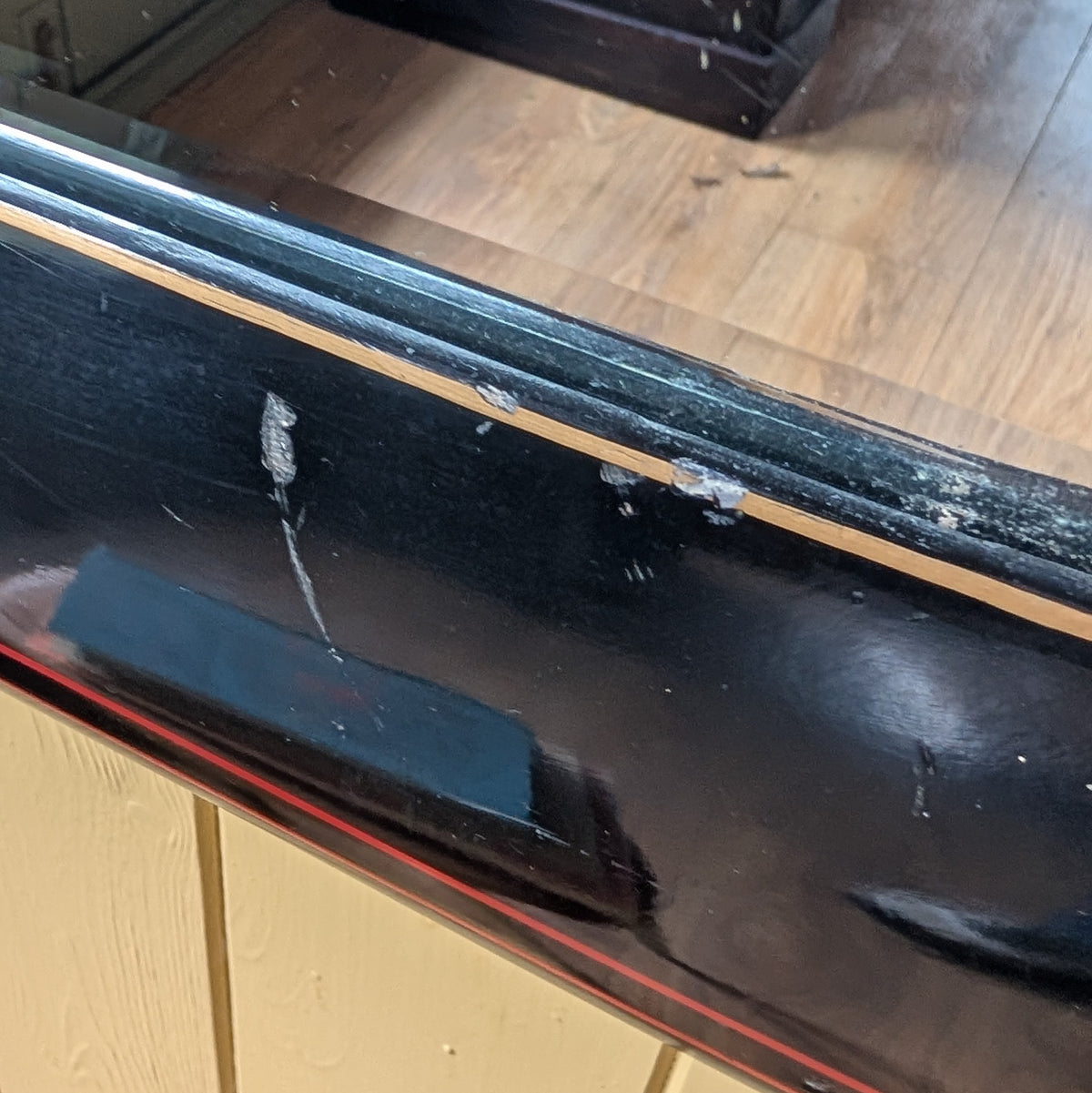 1980s Geometric Black Lacquer Wall Mirror