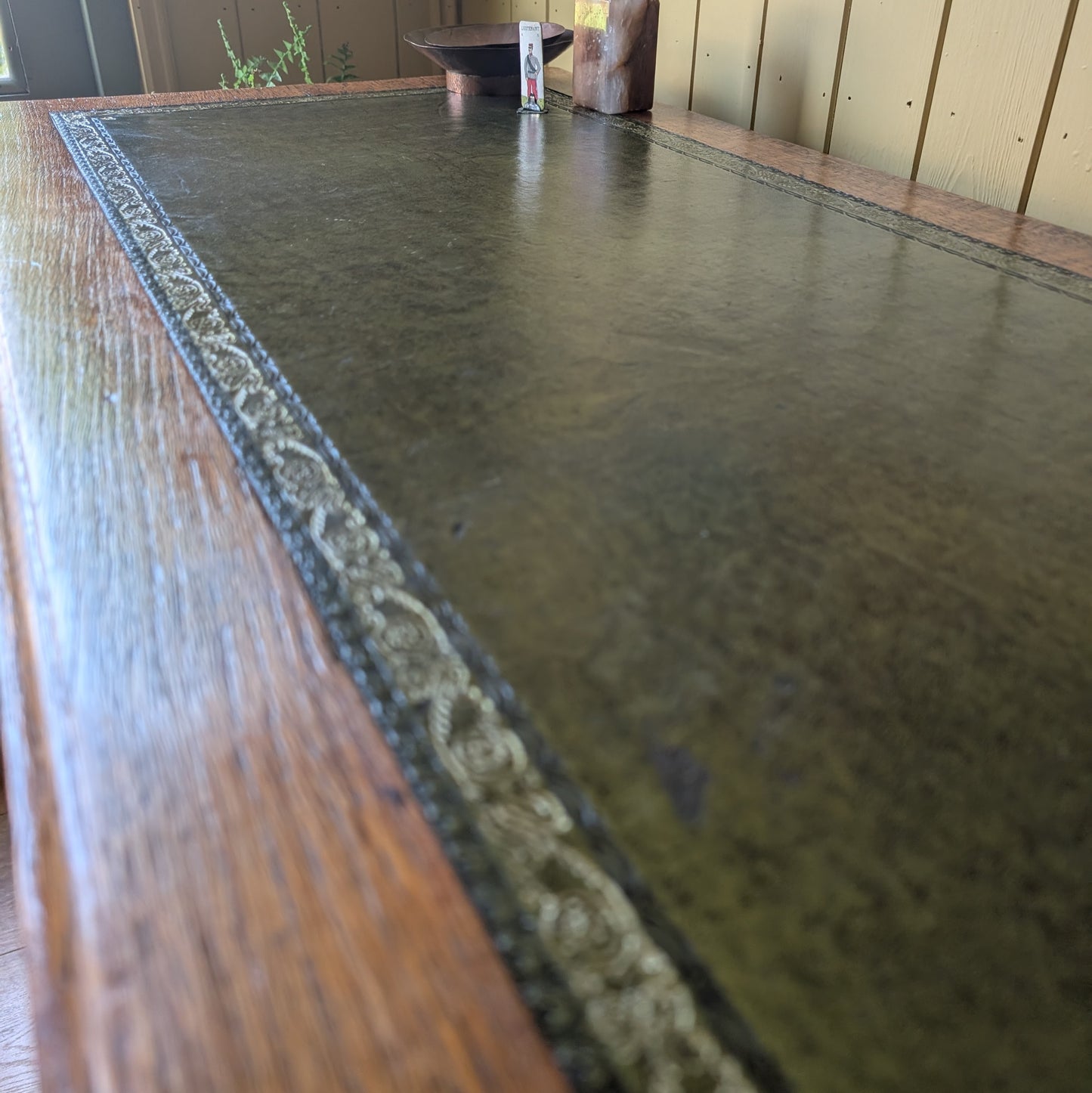 Antique Writing Desk with Leather Top