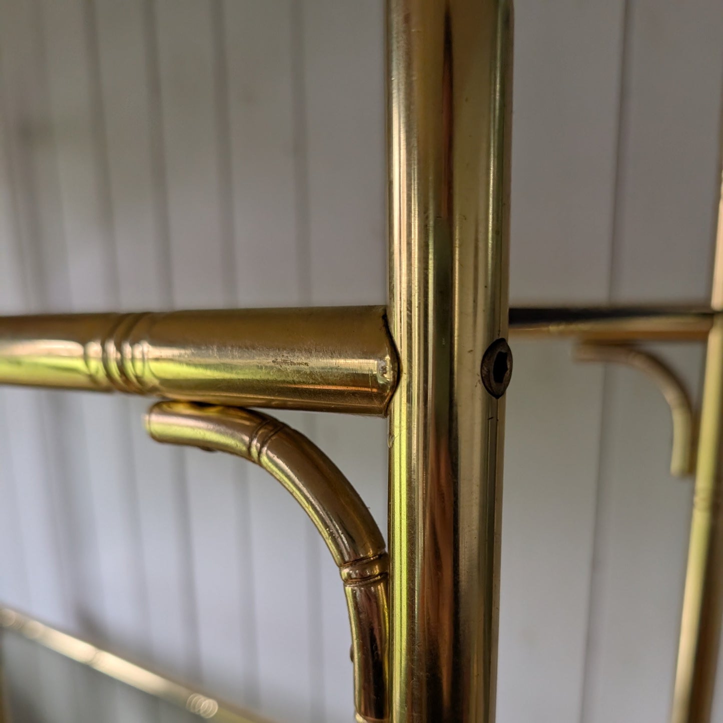 Italian Mid Century Faux Bamboo Brass Shelving Unit