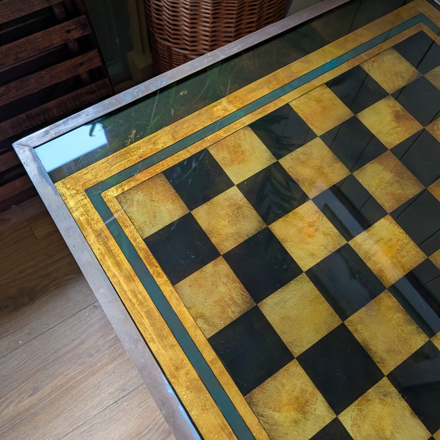 Mid Century Campaign Style Coffee Table/Chess Table
