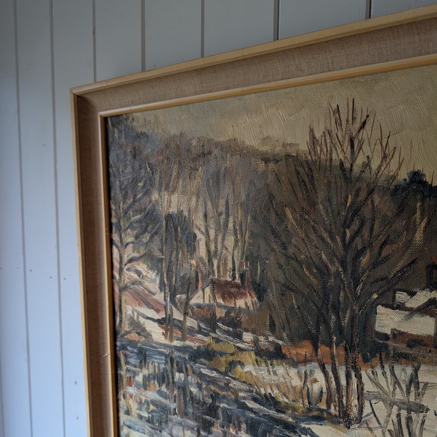 1970s Oil Painting "The First Snow"