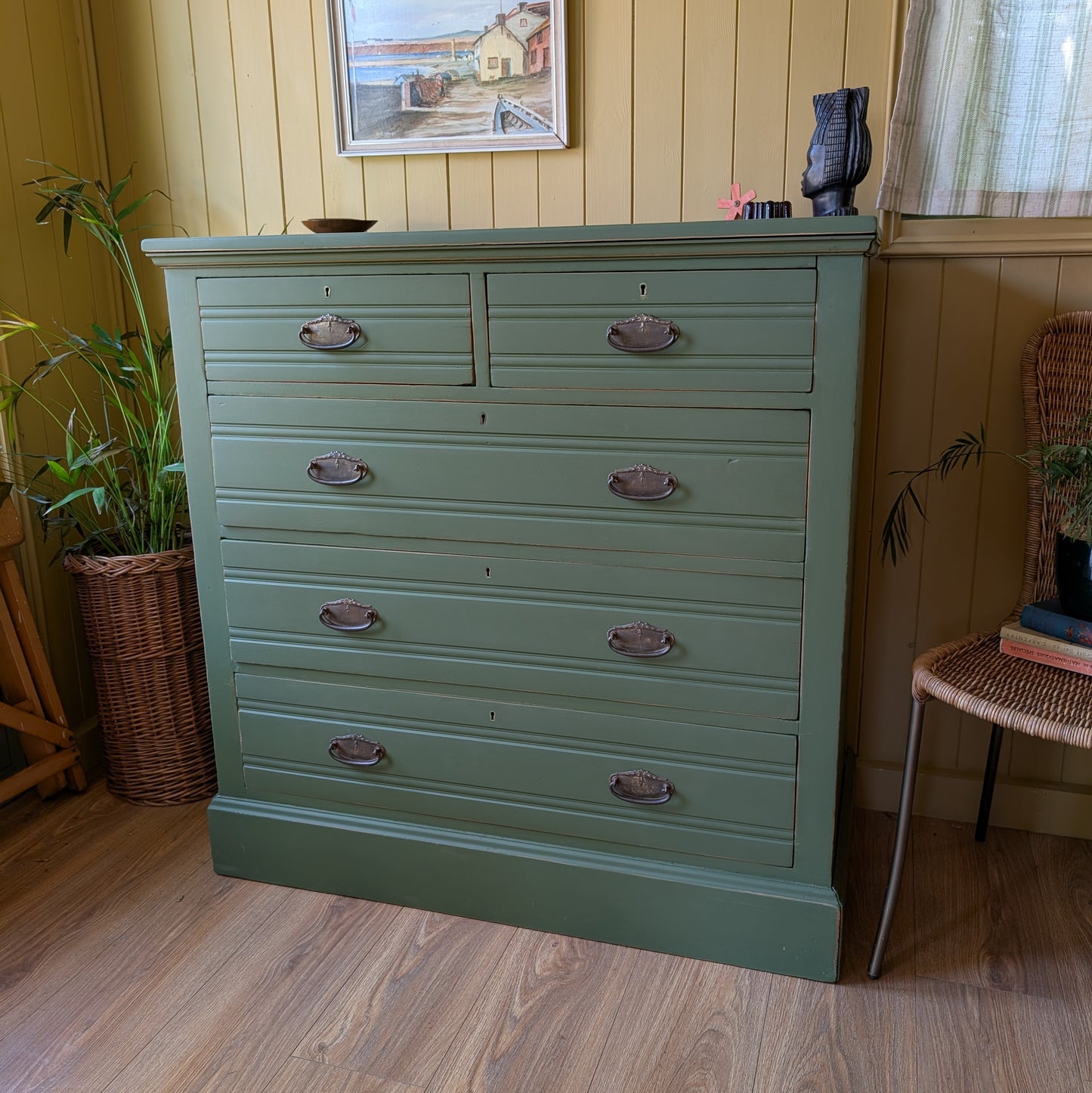 Large Painted Antique Chest of Drawers