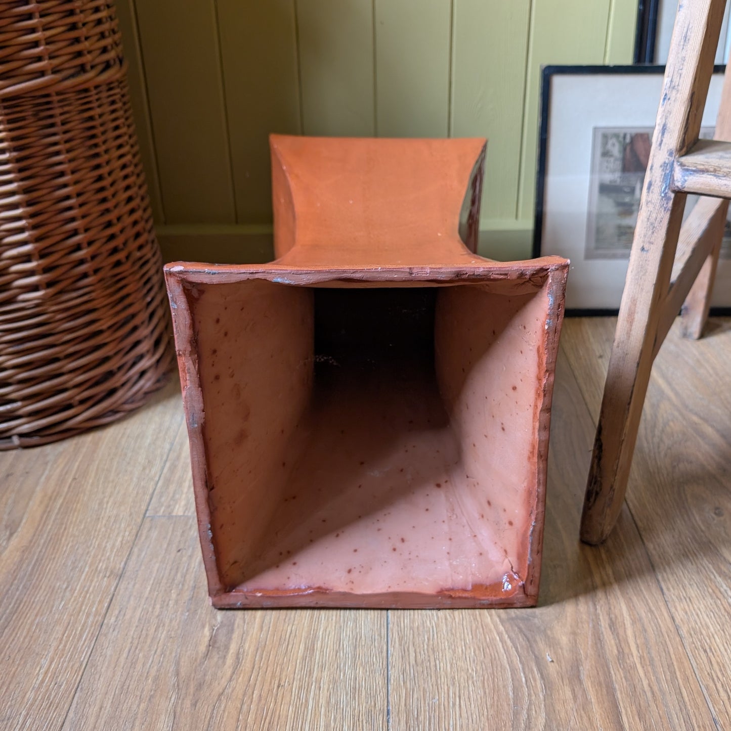 Mid-Century Terracotta Ceramic Pedestal Side Table, 1960s/70s