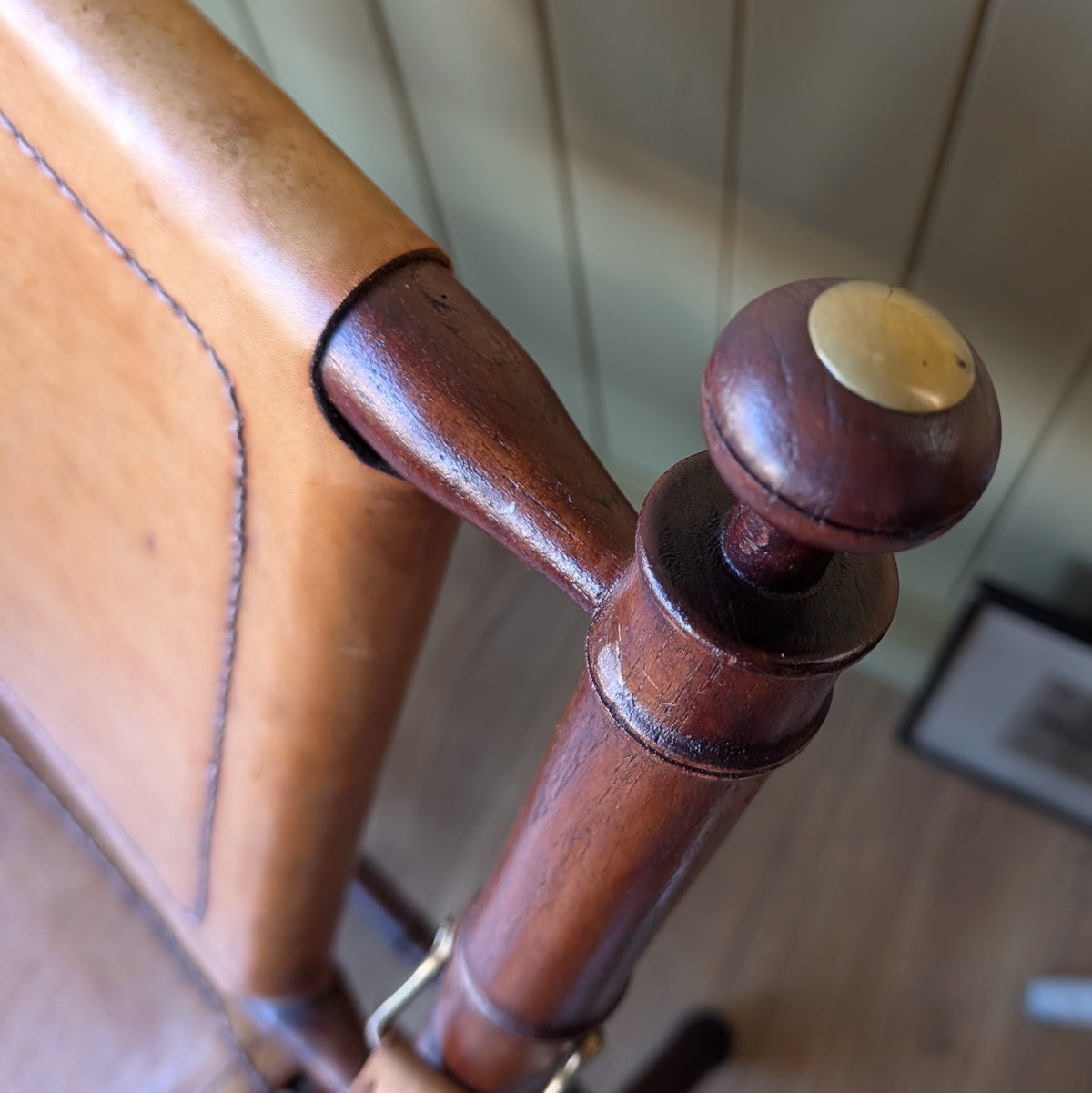 Vintage Faux Bamboo Leather Safari Chair