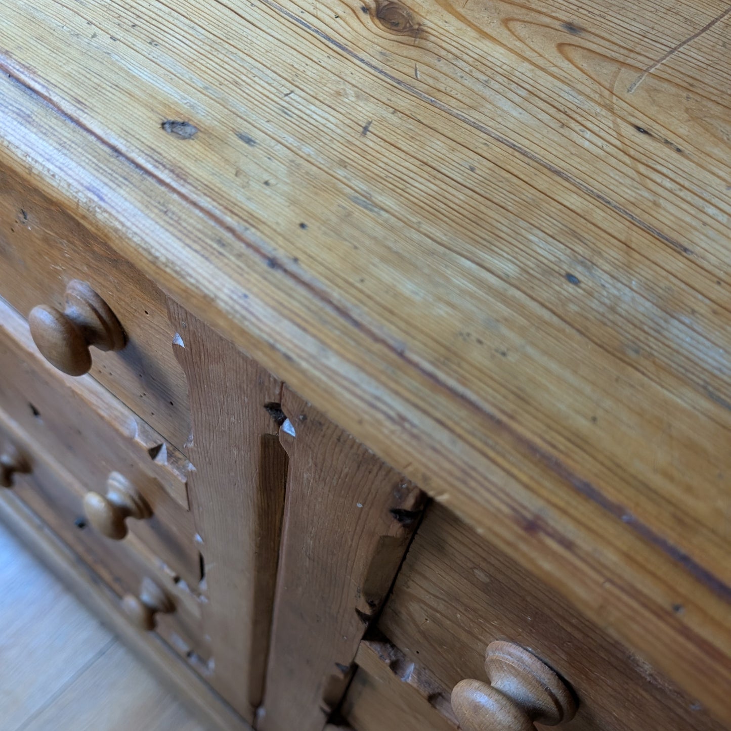 Large Low Antique Bank of Drawers