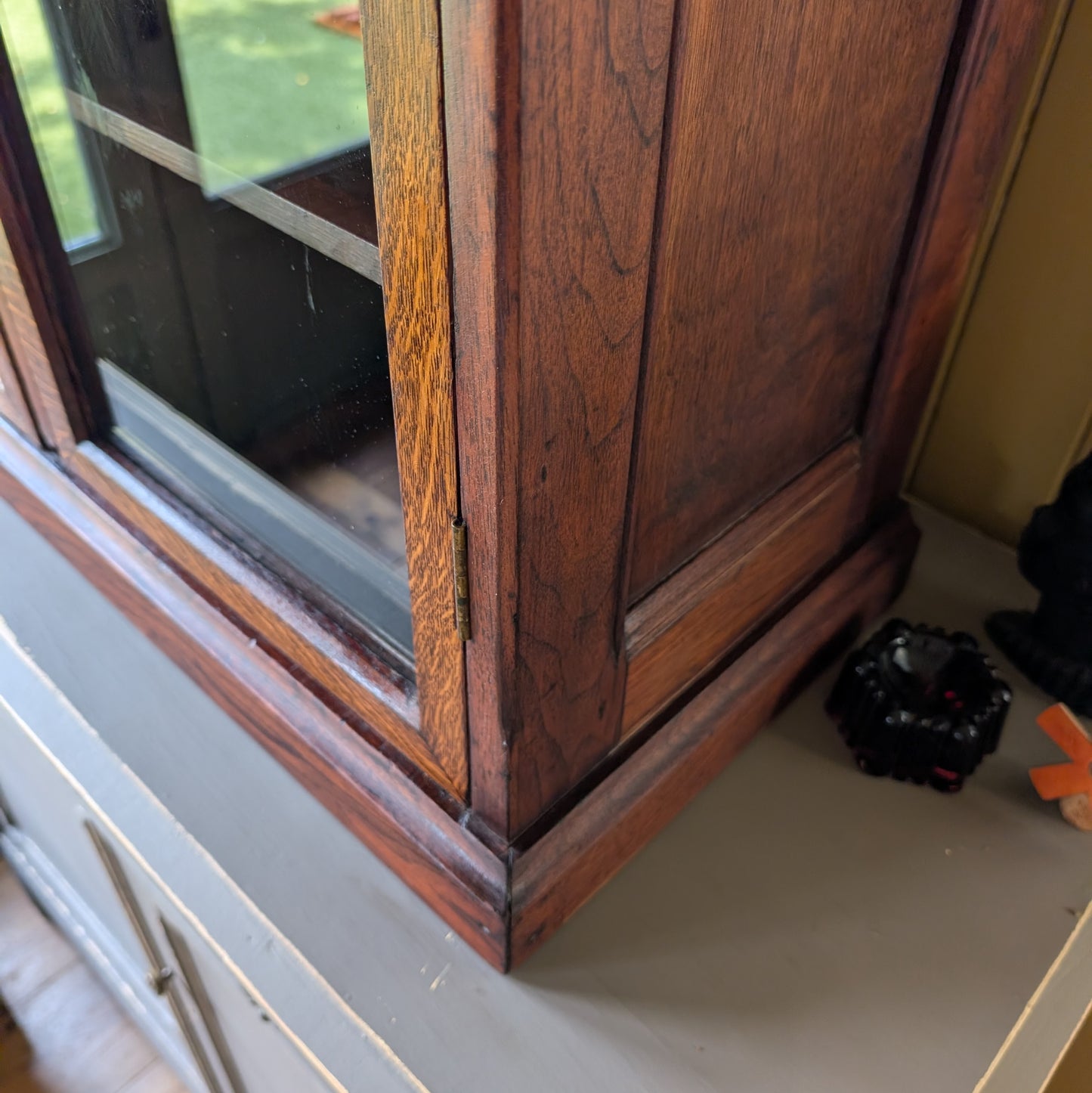 Antique Oak Glazed Countertop Cupboard.