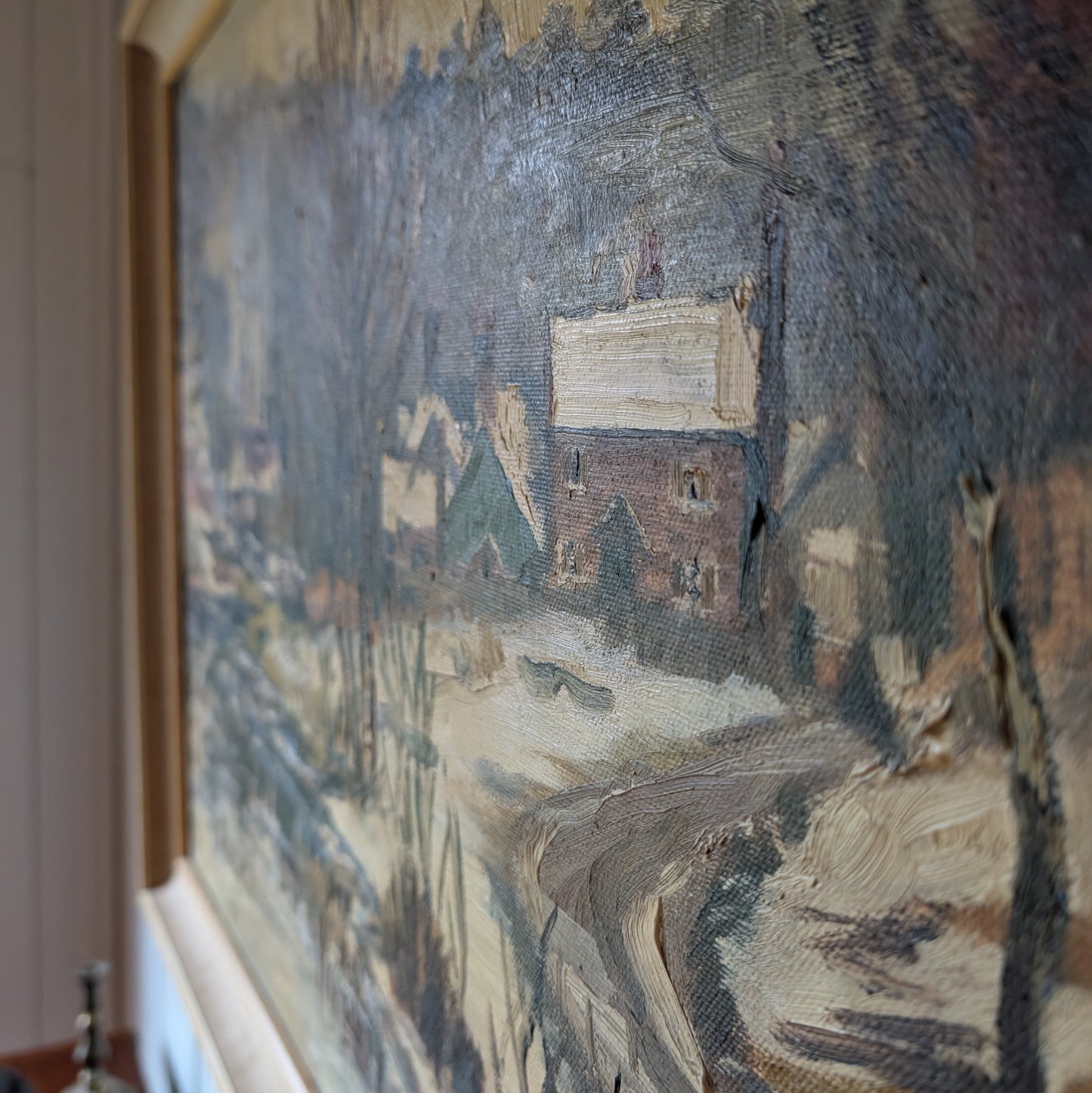 1970s Oil Painting "The First Snow"