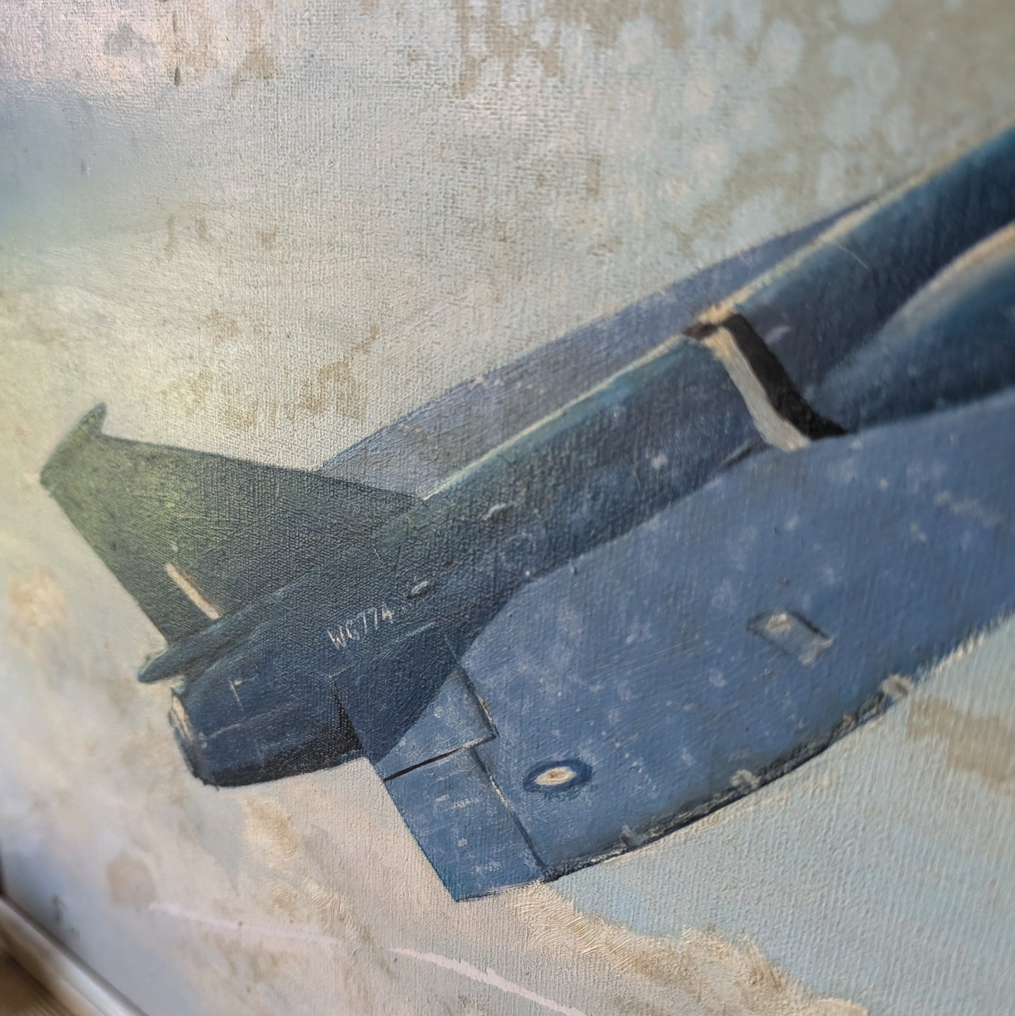 "Supersonic Horizon" Mid-Century Military Jet Oil Painting