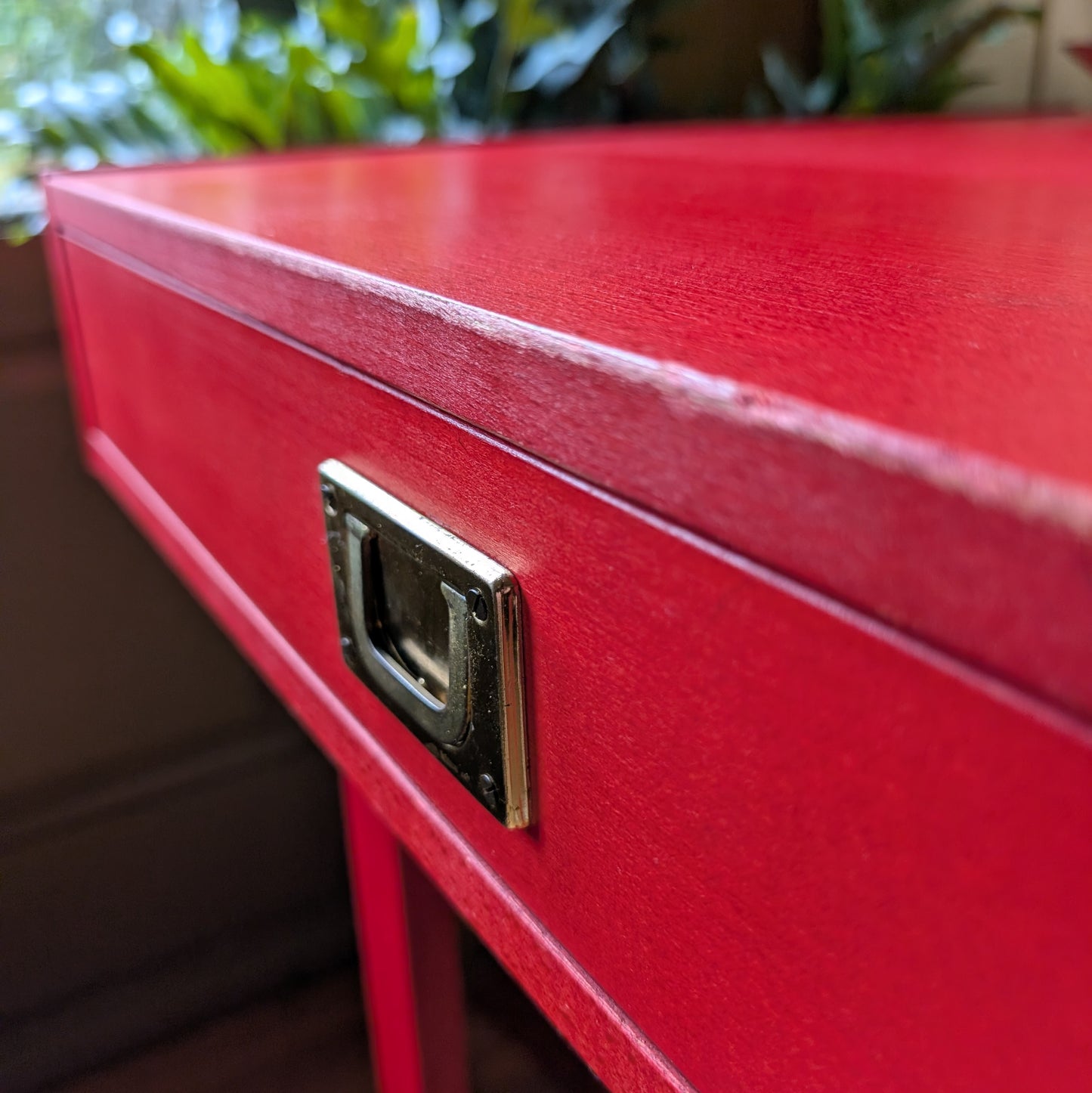 Danish Mid-Century Desk with Brass Campaign Handles